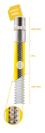 Gasflexibel RVS M/F 1/2" 100cm