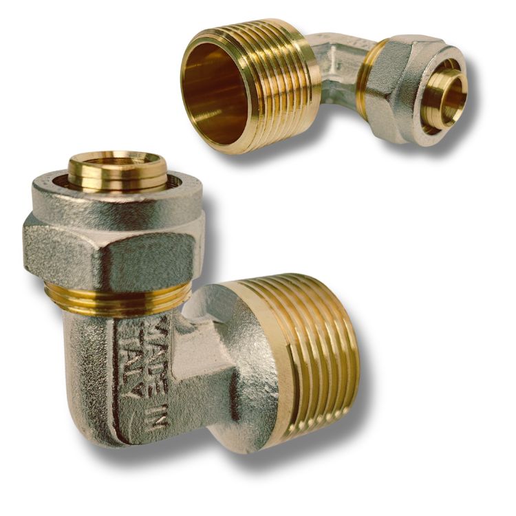 Knelkoppeling bocht 1"M-20mm