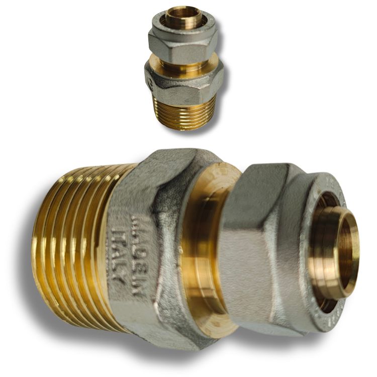 Knelkoppeling recht 1"M - 20mm