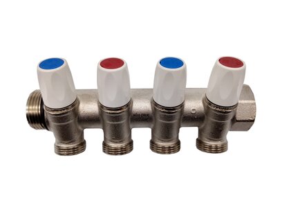 Warmgeperste verdeler 4/4" met 4 kraantjes