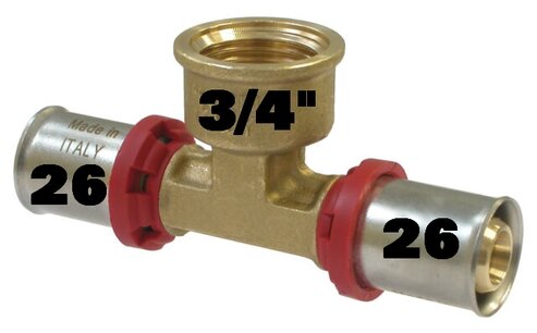 Pers T-stuk 26mm-3/4"-26mm