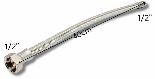 Flexibel 1/2" x 1/2" M/F 40cm DN8