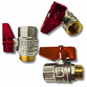 Bolkraan 1/2" M/F rode hendel