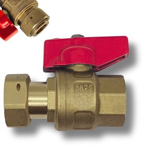 2-Piece Ball Valve Red Handle 1" F/F