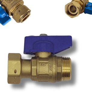 2-Piece Ball Valve Blue Handle 1" M/F