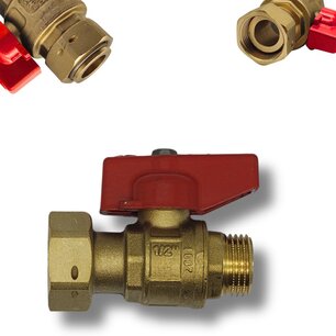2-Piece Ball Valve Red Handle 3/4" M/F