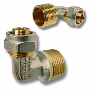Knelkoppeling bocht 1"M-20mm